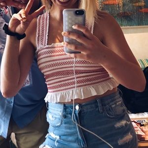 RED EMBROIDERED TANK TOP